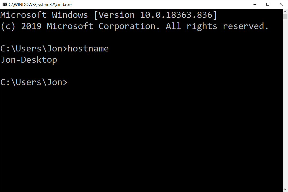 how to change hostname in command prompt windows 10