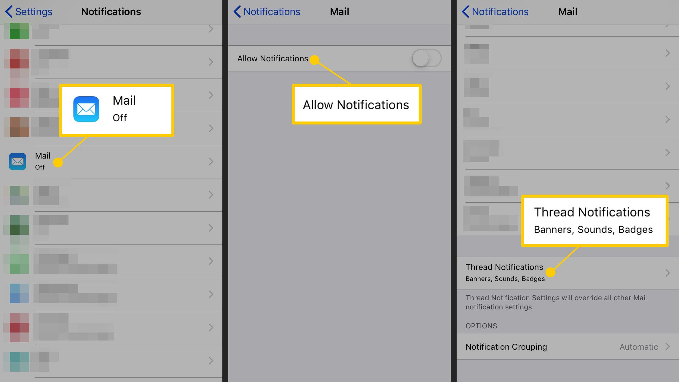 activer les notifications mail iphone