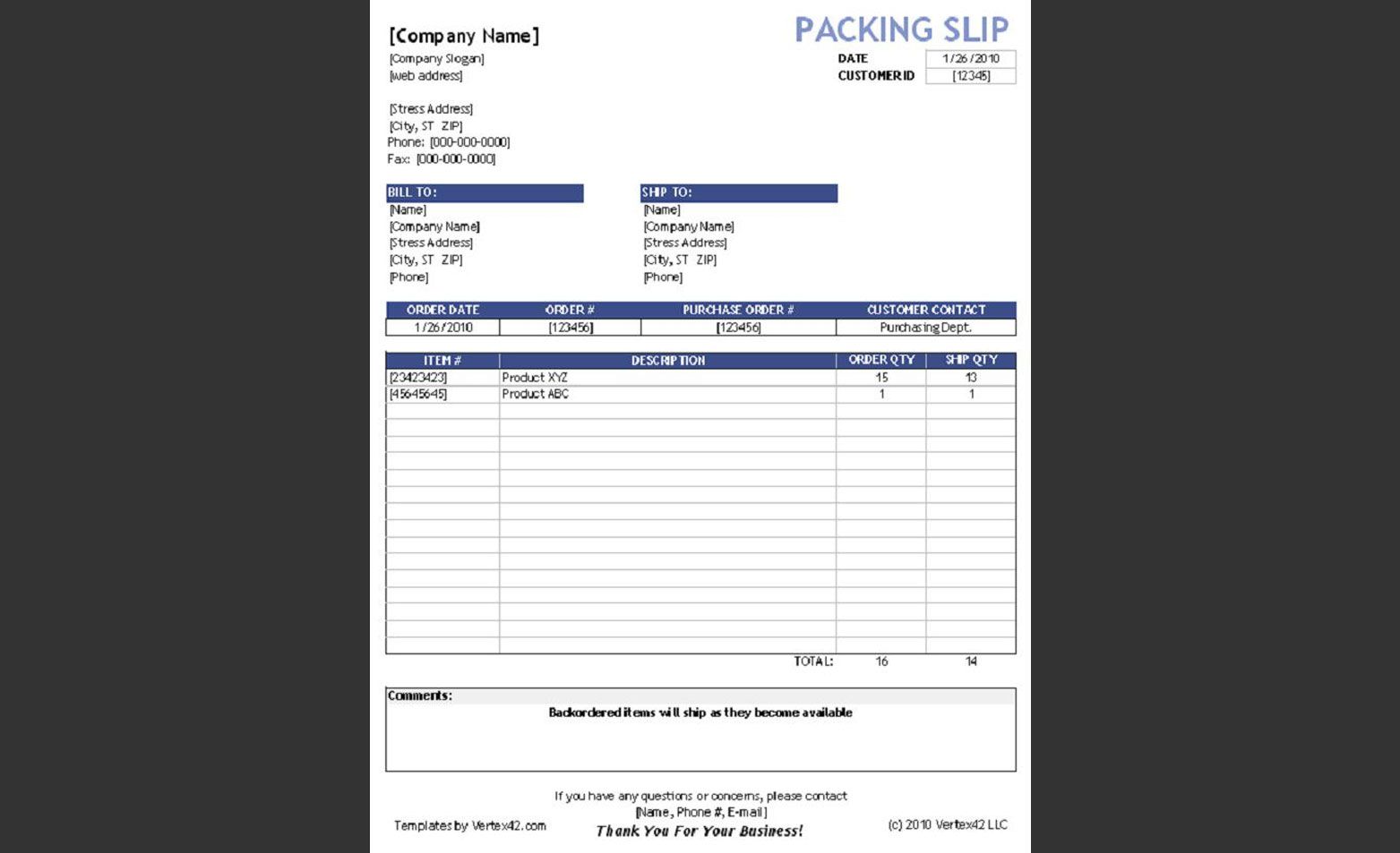 Бордеро. Packing Slip Design. Slip or Receipt.