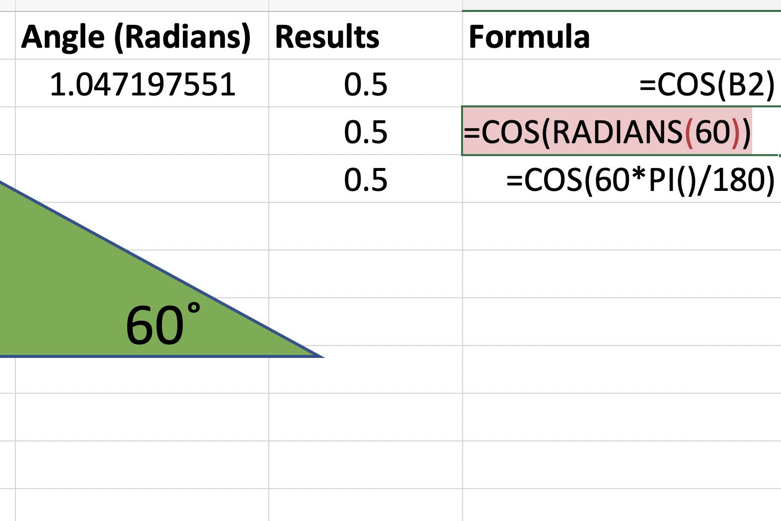 How To Calculate Cos Inverse In Excel